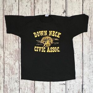 Vintage 1980s Down Neck Civic Association 80s Crewneck Tee Top Shirt